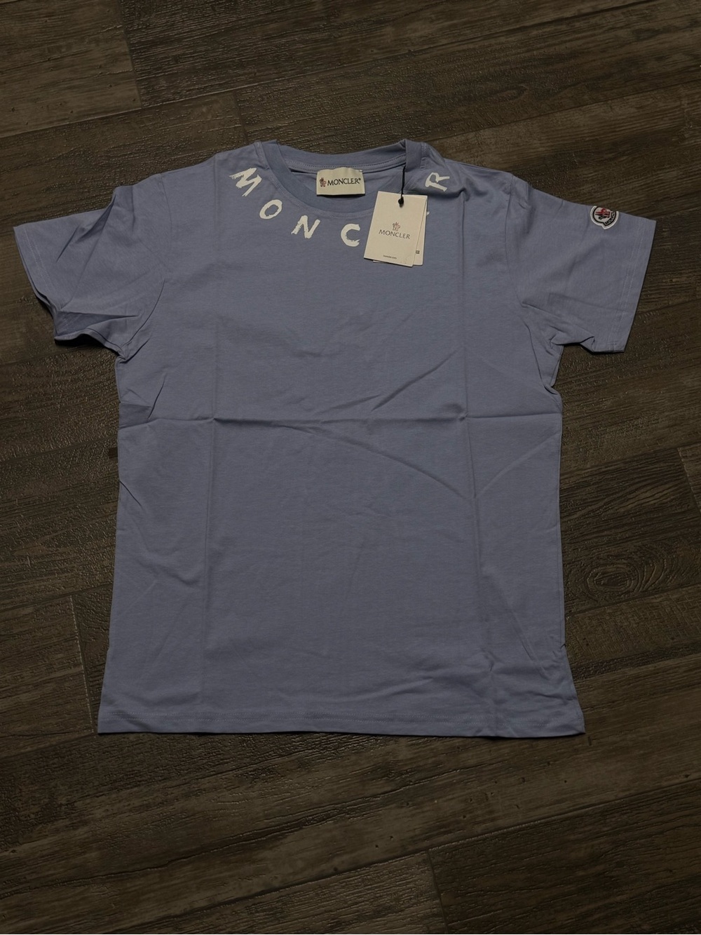 Moncler Men’s Light Blue Logo Crewneck Short Sleeve Tee